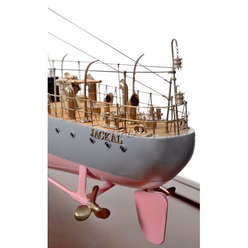 292 - A FINELY DETAILED 1:44 SCALE BUILDER'S STYLE SHIP MODEL FOR THE TORPEDO BOAT H.M.S. JACKAL ORIGINALL... 