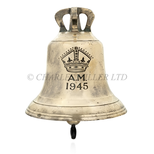 310 - AN AIR MINISTRY RAF SCRAMBLE BELL, 1945
cast in silvered bell metal with moulded rim and shoulder, i... 