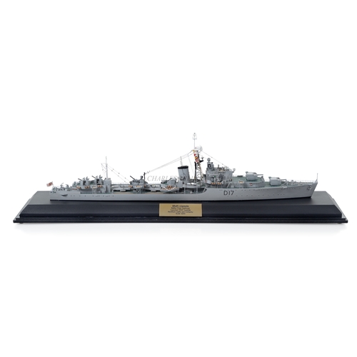 321 - A DETAILED 1:240 SCALE WATERLINE MODEL OF BATTLE-CLASS DESTROYER H.M.S. ALAMEIN [1945]
with 18in. ca... 