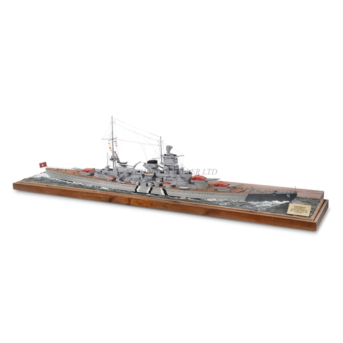 330 - A DETAILED 1:200 SCALE WATERLINE MODEL OF THE GERMAN POCKET BATTLESHIP SCHARNHORST DEPICTED IN BALTI... 