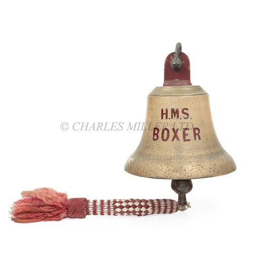 335 - SHIP'S BELL FOR H.M.S. BOXER, CIRCA 1943
cast in brass, with red-filled lettering inscribed H.M.S. B... 