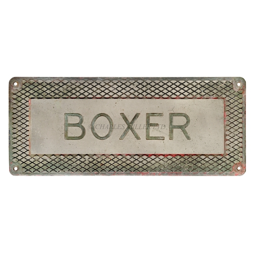 336 - A TREADPLATE FROM H.M.S. BOXER, 1943
cast in brass with silvered finish with securing holes -- 14 x ... 