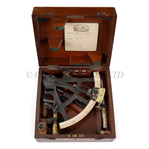 347 - A 6½IN. RADIUS SEXTANT BY CARY, LONDON, 1910
with oxidised T frame and polished brass arc and signed... 