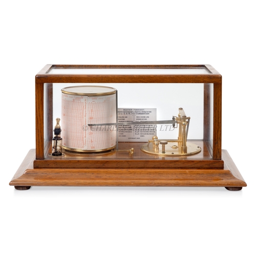 352 - A WEATHER FORECAST BAROGRAPH BY SHORT & MASON, CIRCA 1930
gilt-brass mechanism with concealed pr... 