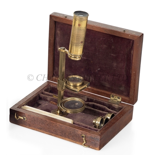 362 - A GOULD-TYPE BOTANIST'S MICROSCOPE, CIRCA 1820
the 2½in. main tube on threaded support with stage an... 