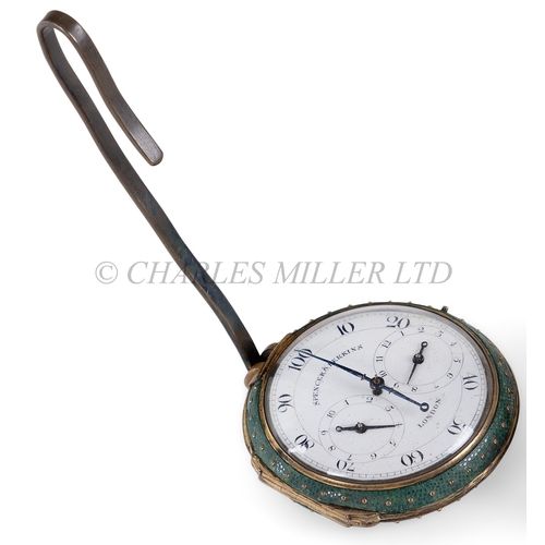 368 - AN 18TH CENTURY PEDOMETER BY SPENCER & PERKINS, LONDON
the 2in. white enamelled dial signed as p... 