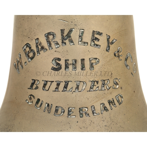 51 - THE SHIP'S BELL FROM THE WOODEN BARQUE DUCHESS, 1865
cast in silvered bell metal and inscribed in bl... 