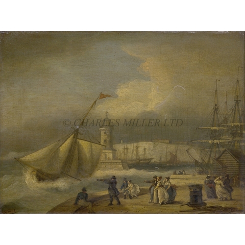 59 - THOMAS LUNY (BRITISH, 1759-1837)
A windy day at Ramsgate Harbour
Signed and dated 'Luny 1826' (lower... 