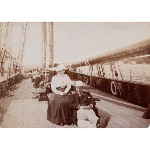 69 - AN HISTORICALLY INTERESTING EARLY EDWARDIAN PHOTOGRAPH ALBUM FOR THE OCEANA R.T.Y.C. 
comprising app... 