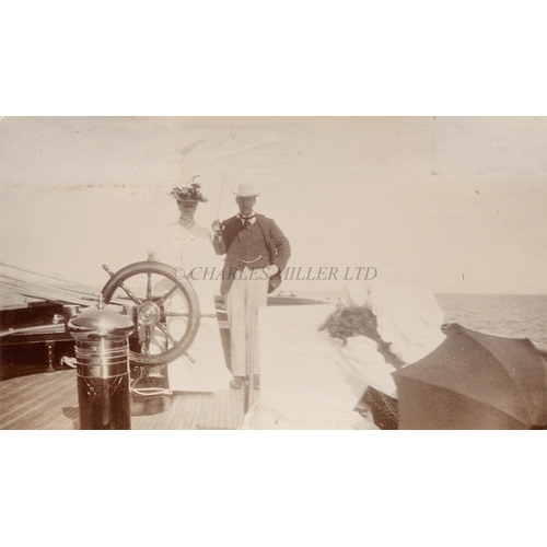 69 - AN HISTORICALLY INTERESTING EARLY EDWARDIAN PHOTOGRAPH ALBUM FOR THE OCEANA R.T.Y.C. 
comprising app... 