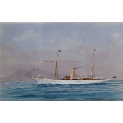 87 - ANTONIO DE SIMONE (ITALIAN, FL.1860-1900)
The twin-screw steam yacht 'Zoraide' lying in the Bay of N... 