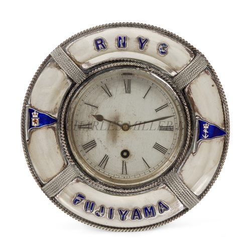 91 - A SILVER-PLATED CLOCK FOR THE STEAM YACHT FUJIYAMA, ROYAL NORTHERN YACHT CLUB, CIRCA 1895
3½in. silv... 