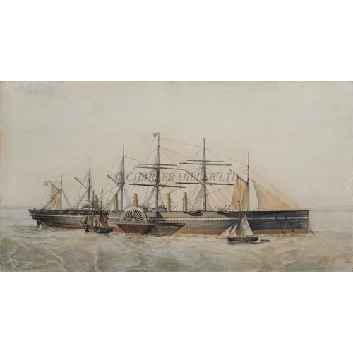 97 - J. HILL (BRITISH, MID 19TH CENTURY)
S.S. 'Great Eastern' circa 1857
Signed 'J Hill' (lower right)
Pe... 