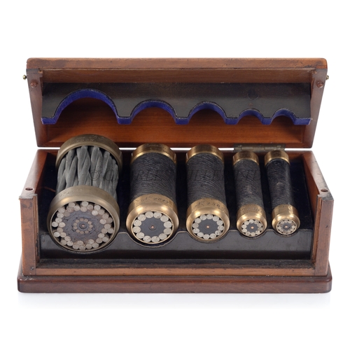 98 - AN ATTRACTIVELY CASED PRESENTATION SET OF CABLE SAMPLES BY SIEMENS BROTHERS, LONDON, CIRCA 1880with ... 