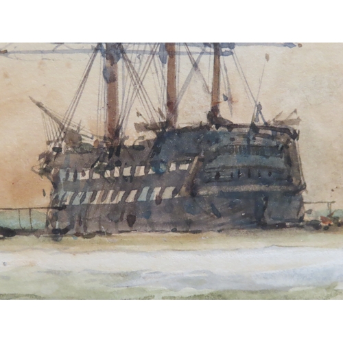 128 - CHARLES EDWARD DIXON (BRITISH, 1872-1934)
A Vokins' tug towing a three-masted merchantman up the Tha... 