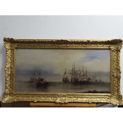 245 - WILLIAM McALPINE (BRITISH, FL. 1840-1880)
A squadron at anchor in a dead calm
Signed and dated 'W Mc... 