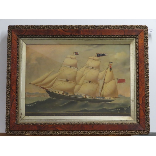 29 - ATTRIBUTED TO LUIGI RENAULT (ITALIAN, 19TH CENTURY)
Barque 'Refuge' of Brixham, John Bowden Commande... 