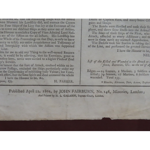 198 - FAIRBURN’S PLAN OF PARKER AND NELSON’S VICTORY BEFORE COPENHAGEN, 1801
a broadside engraved plan of ... 