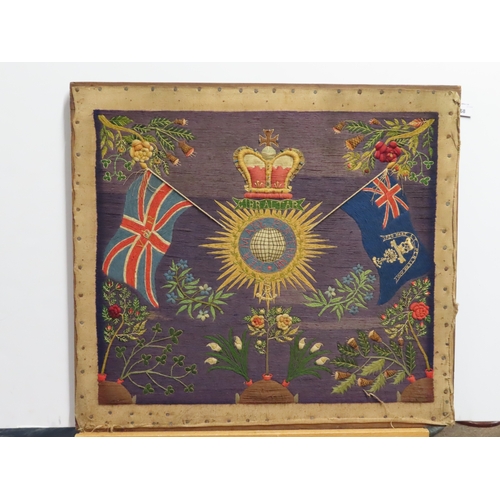 268 - A ROYAL MARINE CORPS PATRIOTIC WOOLWORK FROM GIBRALTAR, CIRCA 1890
with central starburst device ins... 