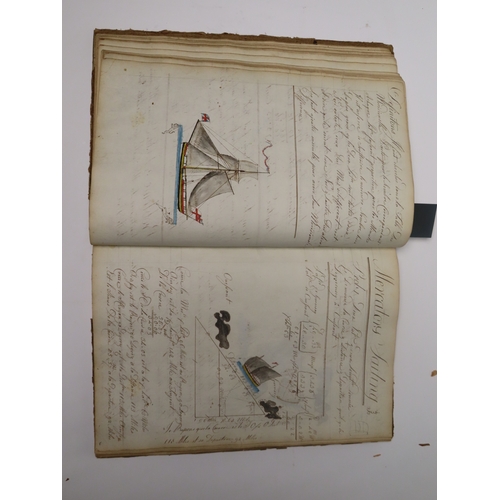 233 - CADET'S WORKBOOK BY PHILIPE ROUET, CIRCA 1787
with 29 hand-coloured drawings of ships (of varying si... 