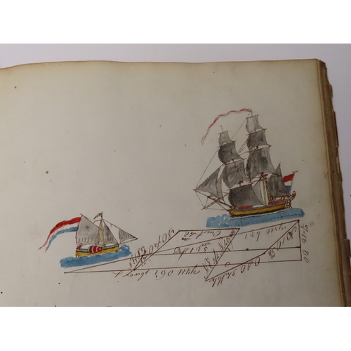 233 - CADET'S WORKBOOK BY PHILIPE ROUET, CIRCA 1787
with 29 hand-coloured drawings of ships (of varying si... 