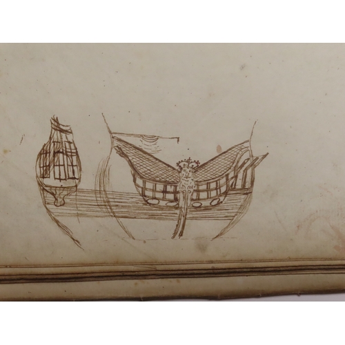 233 - CADET'S WORKBOOK BY PHILIPE ROUET, CIRCA 1787
with 29 hand-coloured drawings of ships (of varying si... 