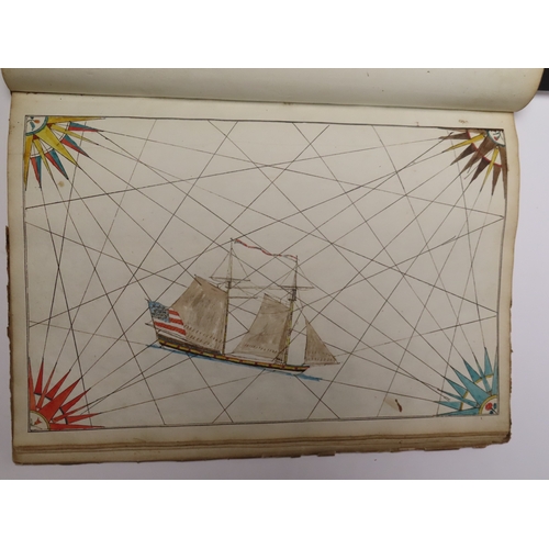 233 - CADET'S WORKBOOK BY PHILIPE ROUET, CIRCA 1787
with 29 hand-coloured drawings of ships (of varying si... 