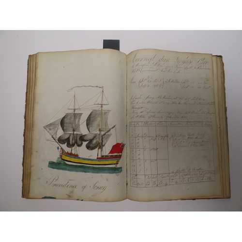 233 - CADET'S WORKBOOK BY PHILIPE ROUET, CIRCA 1787
with 29 hand-coloured drawings of ships (of varying si... 