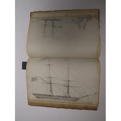 233 - CADET'S WORKBOOK BY PHILIPE ROUET, CIRCA 1787
with 29 hand-coloured drawings of ships (of varying si... 