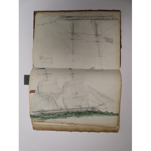 233 - CADET'S WORKBOOK BY PHILIPE ROUET, CIRCA 1787
with 29 hand-coloured drawings of ships (of varying si... 