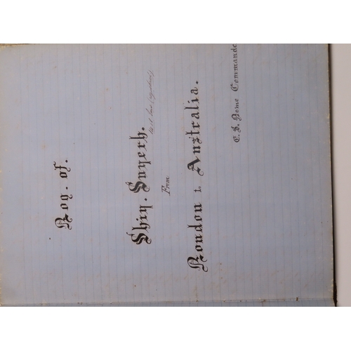 56 - A MIDSHIPMAN JOURNAL FOR LONDON-AUSTRALIA S.V. SUPERB , CIRCA 1878
kept by D.W. Barker between 1878-... 