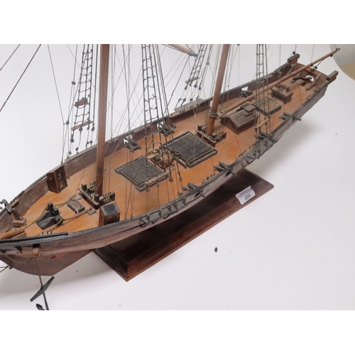 224 - A 1:32 SCALE SHIP MODEL OF H.M. SCHOONER PICKLE [1800]
with 24in. planked and pinned hull, planked d... 