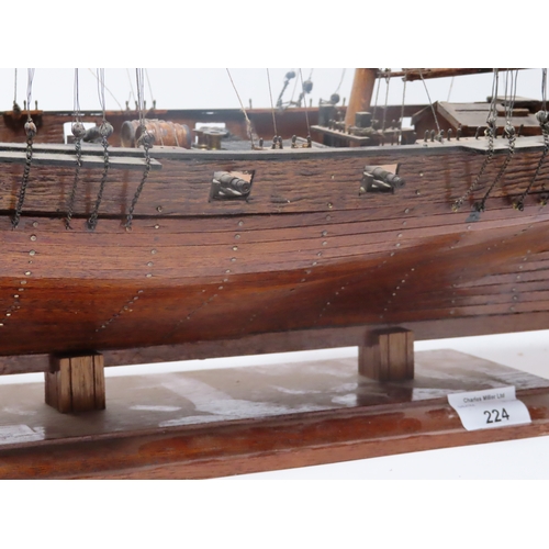 224 - A 1:32 SCALE SHIP MODEL OF H.M. SCHOONER PICKLE [1800]
with 24in. planked and pinned hull, planked d... 