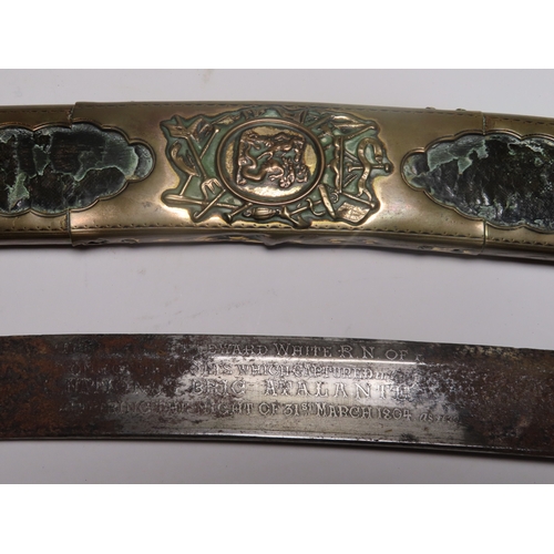 204 - Ø AN UNRECORDED £50 LLOYDS PATRIOTIC FUND SWORD PRESENTED TO Lt JAMES KEARNEY WHITE OF H.M.S. BEAVER... 