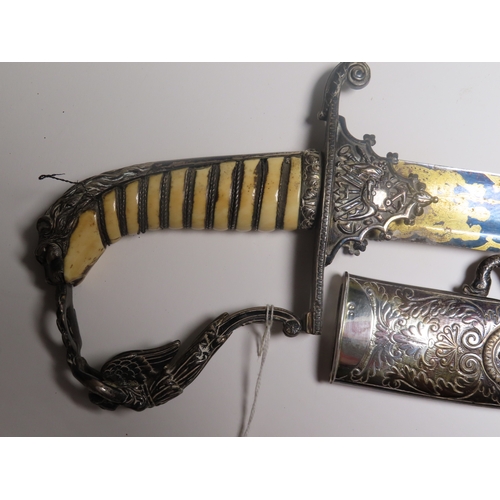 205 - Ø A VERY RARE, POSSIBLY UNIQUE, SILVER-MOUNTED SABRE PRESENTED TO COMMANDER JAMES KEARNEY WHITE, R.N... 