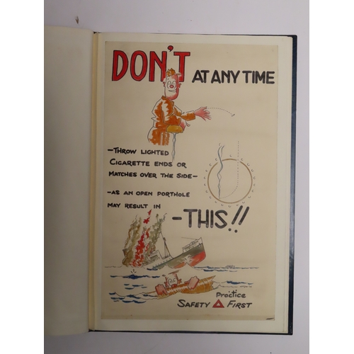 153 - 'TROOPING, 1939-45' POSTERS BY W. FRYER
a bound collection of 13 hand-coloured amusing posters, all ... 