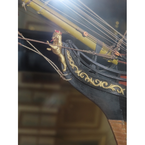 191 - A FINELY EXECUTED AND DETAILED 1:75 SCALE SHIP MODEL OF H.M.S. BEAULIEU [1790]
the 20in. carved hull... 