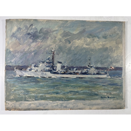 328 - δ SOREN BRUNOE (DANISH, 1916-1994)
H.M.S. 'Dido' beating off air-attack, Mediterranean 1942
Signed '... 