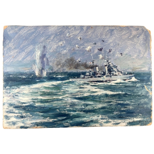 328 - δ SOREN BRUNOE (DANISH, 1916-1994)
H.M.S. 'Dido' beating off air-attack, Mediterranean 1942
Signed '... 