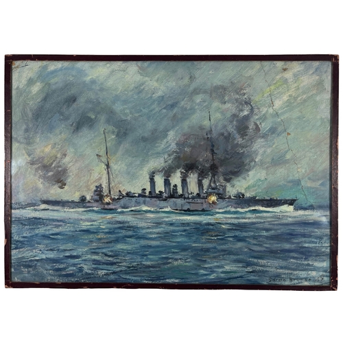 333 - δ SOREN BRUNOE (DANISH, 1916-1994)
H.M.S. 'Hood' at speed
Signed and dated 'Soren Brunoe 59' (lower ... 