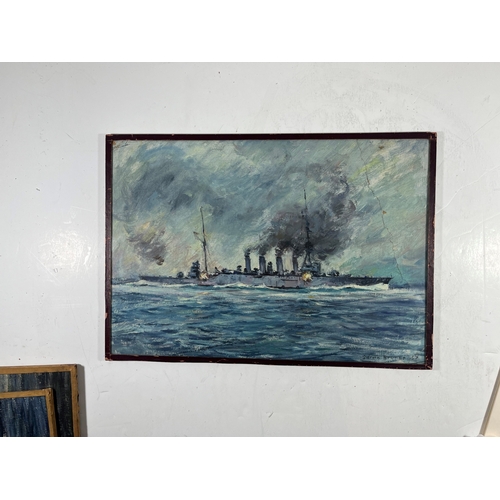 333 - δ SOREN BRUNOE (DANISH, 1916-1994)
H.M.S. 'Hood' at speed
Signed and dated 'Soren Brunoe 59' (lower ... 