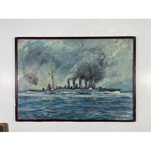 333 - δ SOREN BRUNOE (DANISH, 1916-1994)
H.M.S. 'Hood' at speed
Signed and dated 'Soren Brunoe 59' (lower ... 