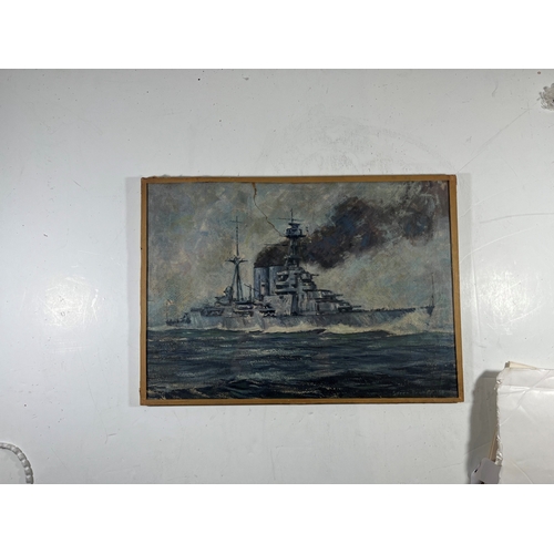 333 - δ SOREN BRUNOE (DANISH, 1916-1994)
H.M.S. 'Hood' at speed
Signed and dated 'Soren Brunoe 59' (lower ... 