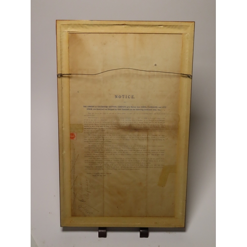 103 - A RARE LONDON & EDINBURGH SHIPPING CO. TIMETABLE, 1896
for Jan/Feb 1896, framed in double side m... 