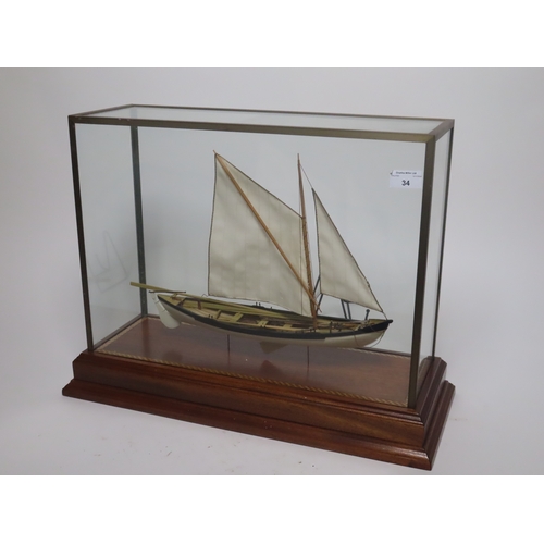 34 - A WELL-PRESENTED SHIP MODEL OF A WHALER
the 14in. carved hull fitted internally with painted fitting... 