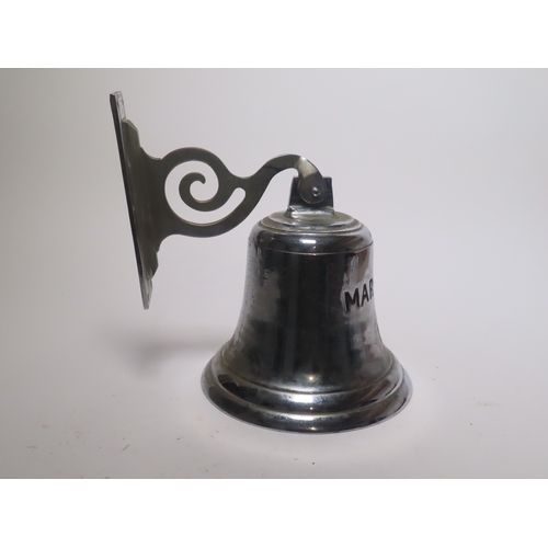 53 - A SHIP'S BELL FROM THE MARGARETE, 1912
cast in chromed-bronze with black-filled lettering inscribed ... 