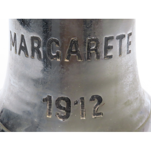 53 - A SHIP'S BELL FROM THE MARGARETE, 1912
cast in chromed-bronze with black-filled lettering inscribed ... 