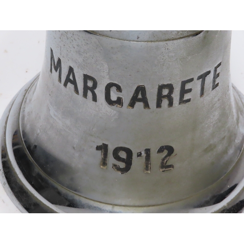 53 - A SHIP'S BELL FROM THE MARGARETE, 1912
cast in chromed-bronze with black-filled lettering inscribed ... 