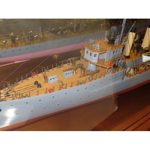 287 - A FINE AND DETAILED 1:67 SCALE BUILDER'S STYLE SHIP MODEL FOR THE SCOUT CRUISER H.M.S. ADVENTURE ORI... 