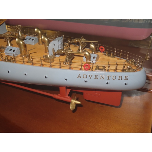 287 - A FINE AND DETAILED 1:67 SCALE BUILDER'S STYLE SHIP MODEL FOR THE SCOUT CRUISER H.M.S. ADVENTURE ORI... 